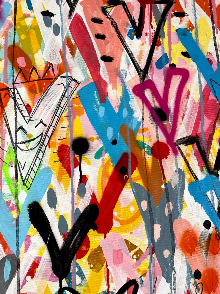 Original Street Art Love Painting by Mercedes Lagunas