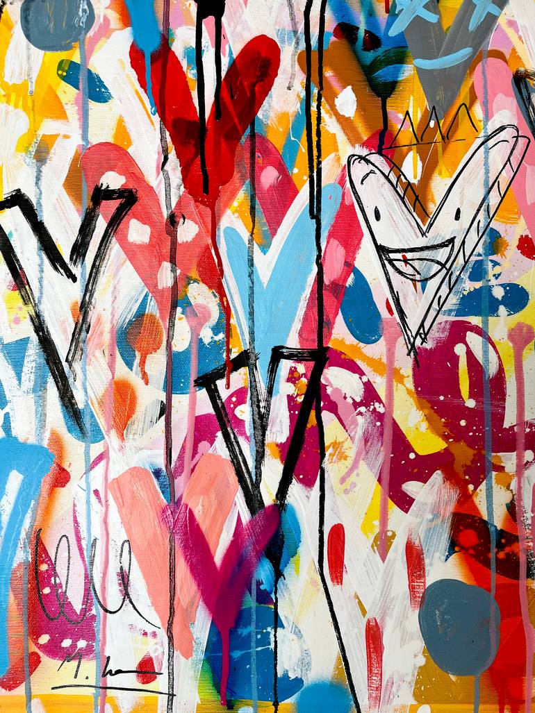 Original Street Art Love Painting by Mercedes Lagunas