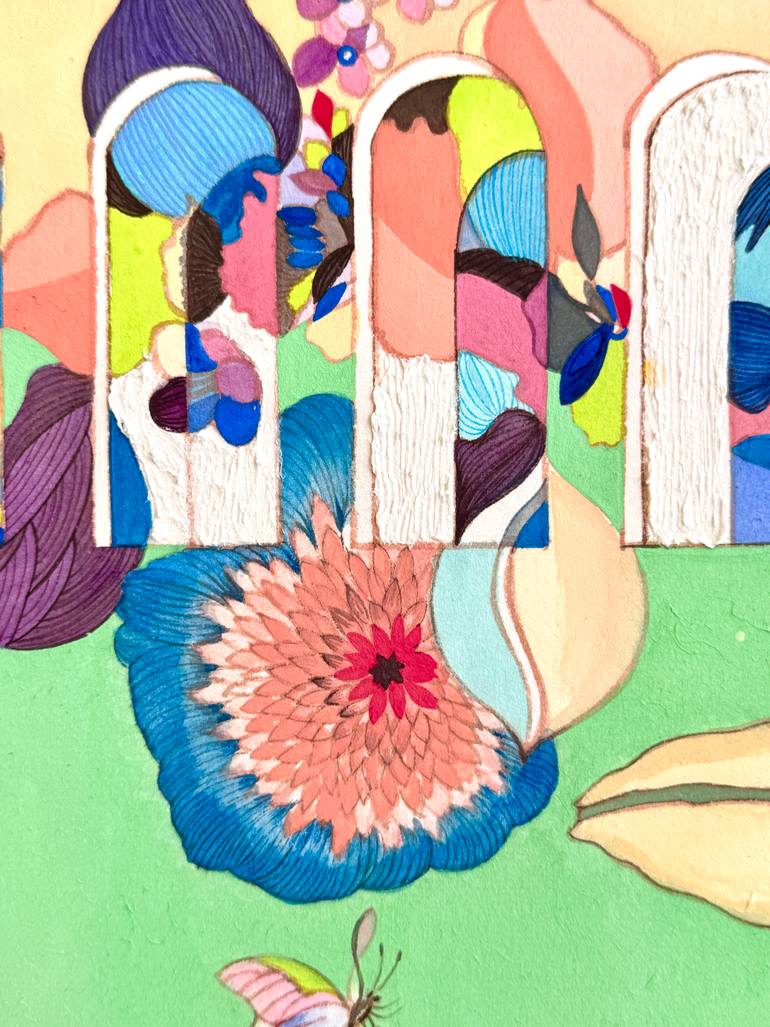 Original Art Deco Floral Painting by Heather Kim
