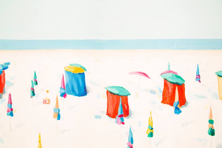 Original Expressionism Beach Painting by Teodora Djordjevic