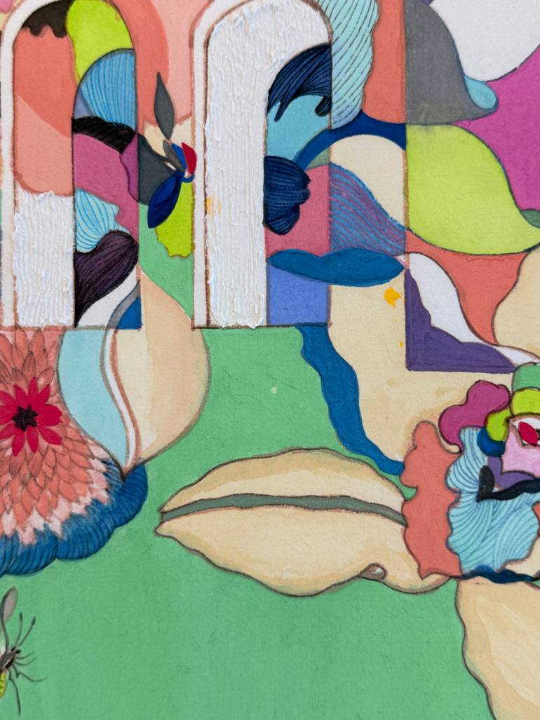 Original Art Deco Floral Painting by Heather Kim