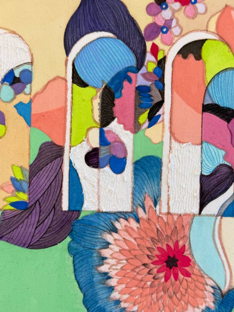 Original Art Deco Floral Painting by Heather Kim