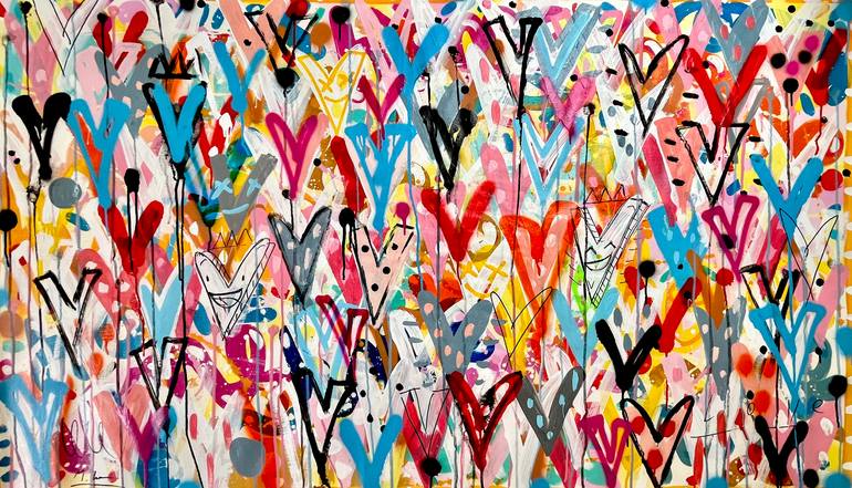 Original Street Art Love Painting by Mercedes Lagunas